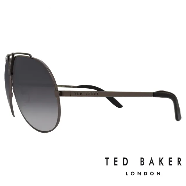 【TED BAKER】限量款 英國紳士飛行員皮革鏡腳太陽眼鏡(TB1238-921 灰)