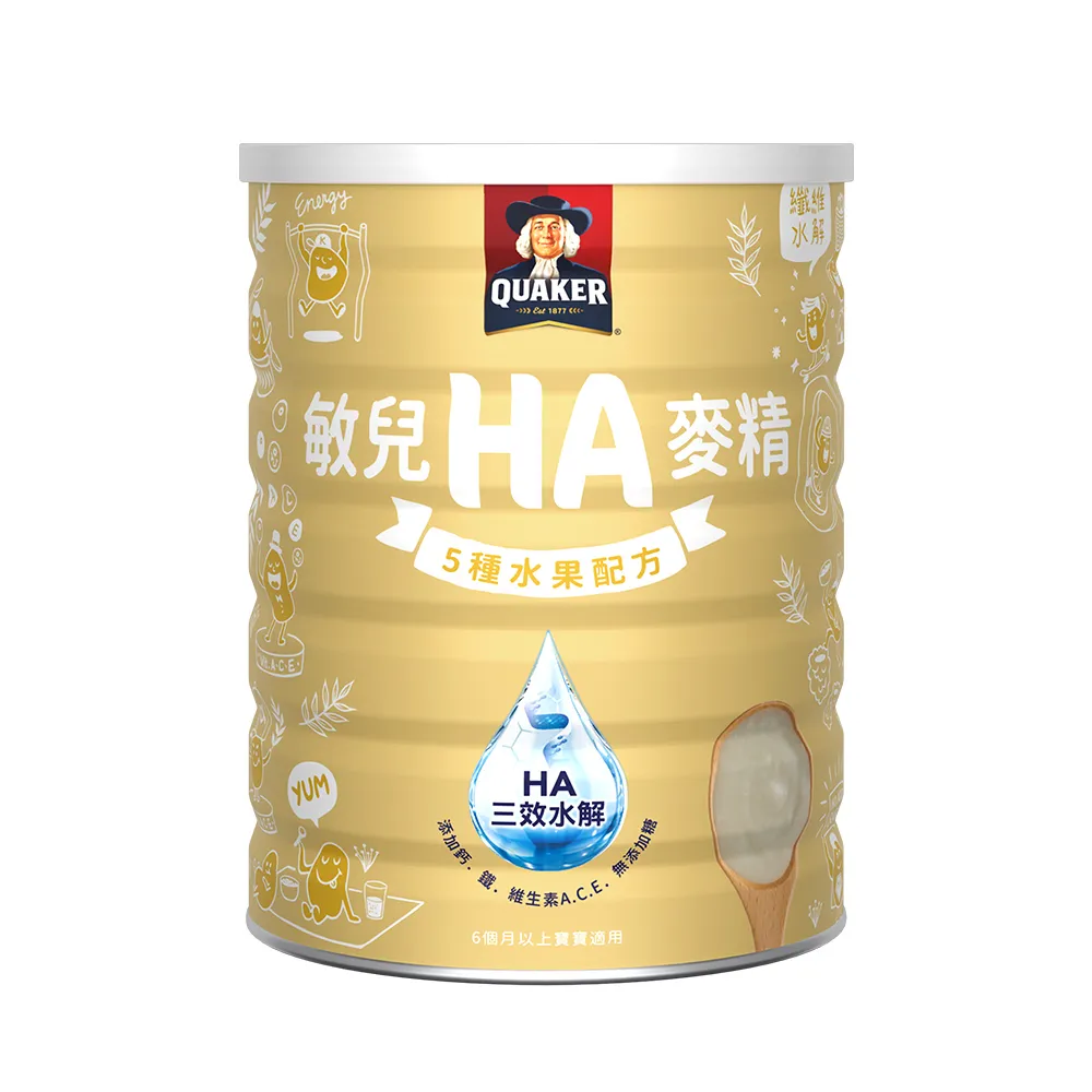 【QUAKER 桂格】敏兒HA麥精 五種水果配方700gx3罐