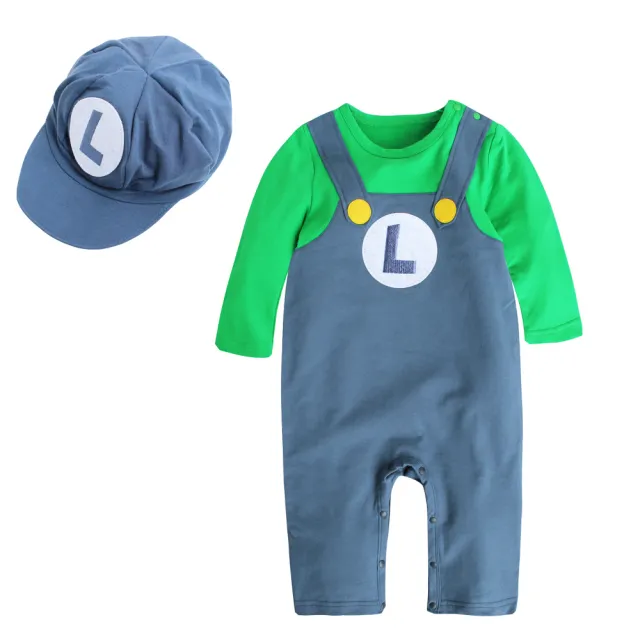 【Baby 童衣】寶寶造型服 假兩件吊帶連身衣附帽子 12019(共3色)
