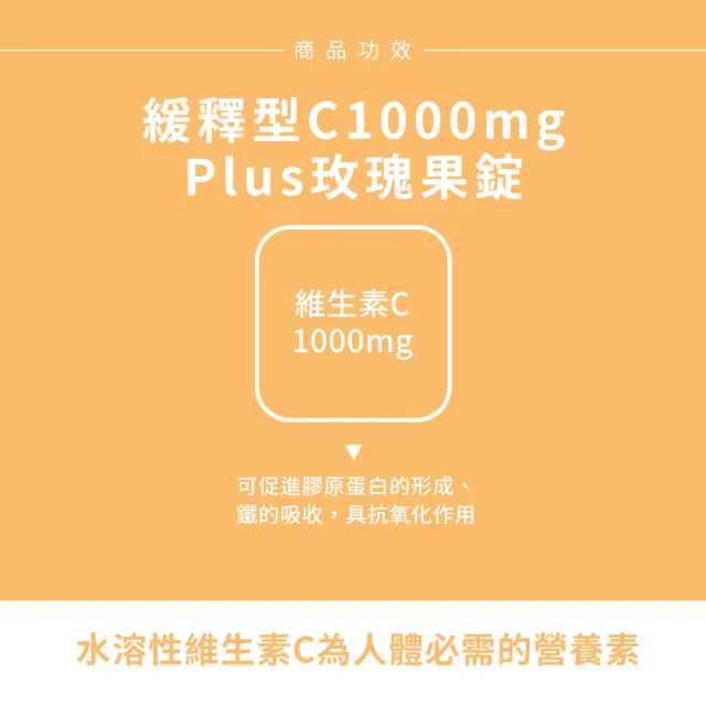 【Sundown 日落恩賜】緩釋型C 1000MG Plus玫瑰果錠(60錠/瓶)