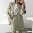 【米蘭精品】西裝外套 短裙 兩件套(春夏簡約休閒純色女套裝2色73xs18)