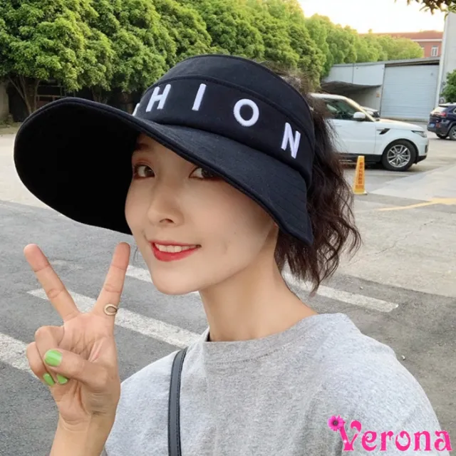 【Verona】韓版便攜Fashion立體刺繡布藝空頂防曬遮陽帽(多色可選)