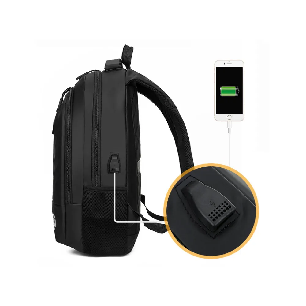 【LASSLEY】USB外接充電雙肩背包(防水 日系 韓風 潮流 大容量 可掛行李箱)