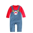 【Baby 童衣】任選 男寶寶假吊帶卡通造型長袖連身衣 12021(深紅)