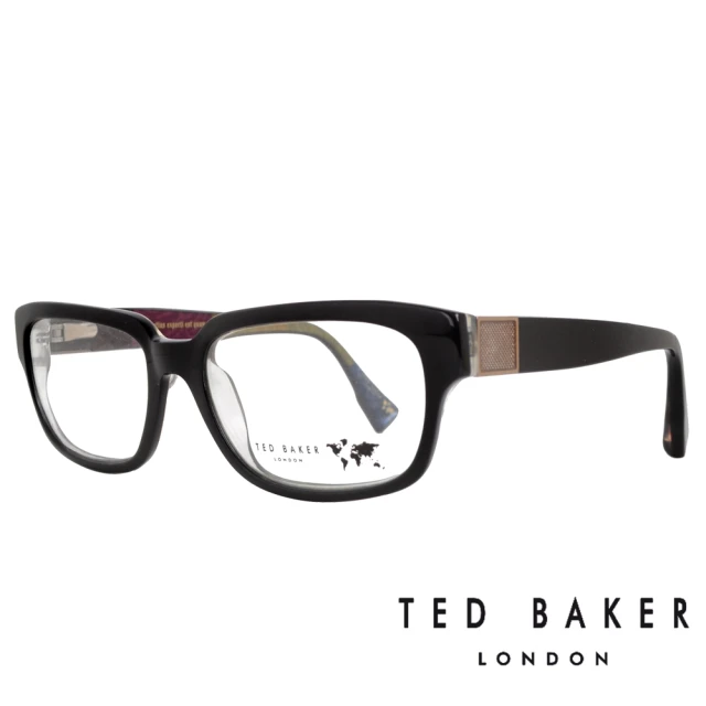 【TED BAKER】限量新款 經典紀念款彩紋造型眼鏡(TBG004-099 黑)