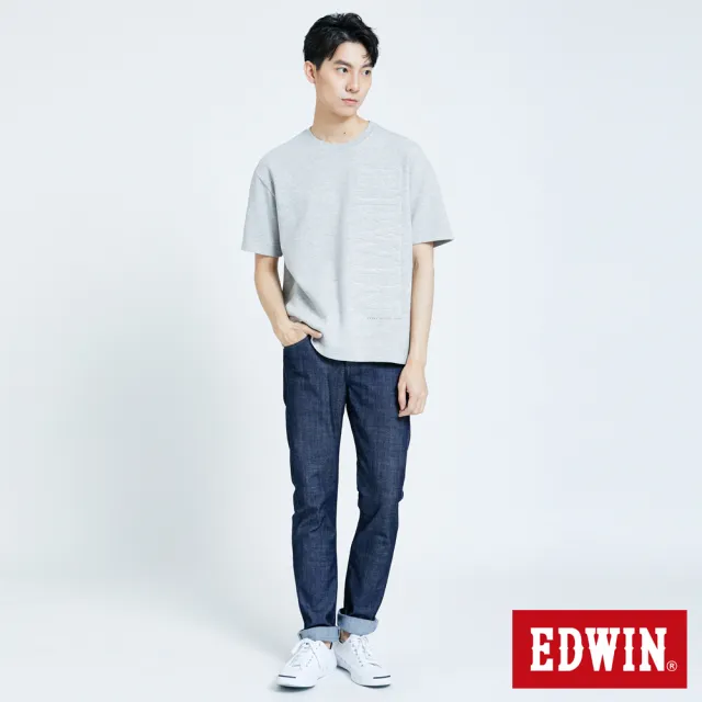 【EDWIN】男裝 EDGE立體繡窄管牛仔長褲(原藍色)