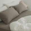 【翔仔居家】台灣製 長絨棉 素色枕套床包3件組 淺灰(雙人)
