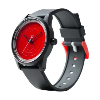 【Q&Q SmileSolar】r011 太陽能手錶-紅紋藍/40mm(星辰 太陽能 光動能手錶)