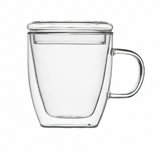 【DREAMCATCHER】雙層玻璃杯 450ml(附保溫杯蓋/耐冷熱/抗酸鹼 咖啡杯/水杯)