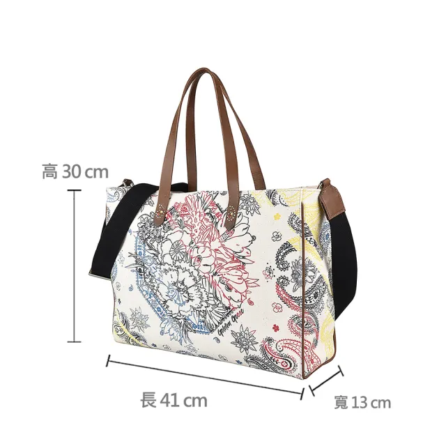 【GOLDEN GOOSE】GOLDEN GOOSE California字母LOGO花朵印花設計帆布肩背斜背包托特包(多色)