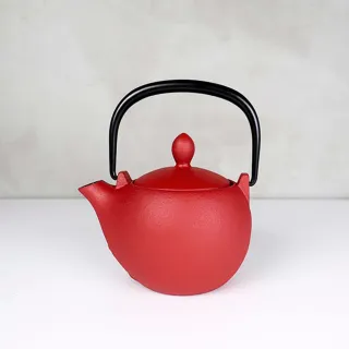 【福介商店】南部鐵器 日本鑄鐵茶壺 岩鑄 急須 栗型 彩壺0.3L 艷消赤茶(泡茶壺 沖泡壺 小茶壺 小鐵壺)