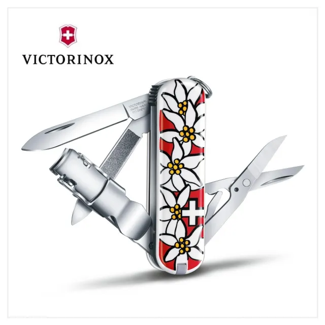 【VICTORINOX 瑞士維氏】Nail Clip 580 8用瑞士刀/瑞士國花(0.6463.840)