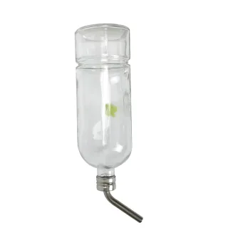 【LIXIT】45度玻璃飲水瓶780cc(附彈簧掛繩/鸚鵡鳥鼠兔類/鋼管/雙珠/出水設計/防咬)
