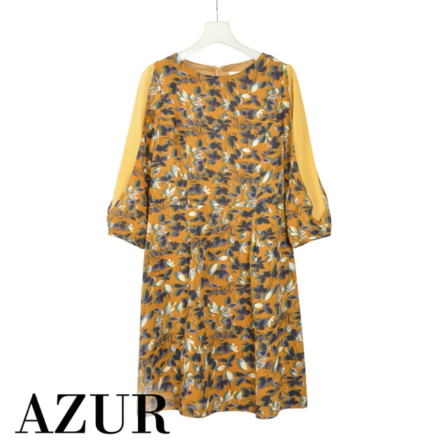 【AZUR】經典法式風格印花洋裝-2色