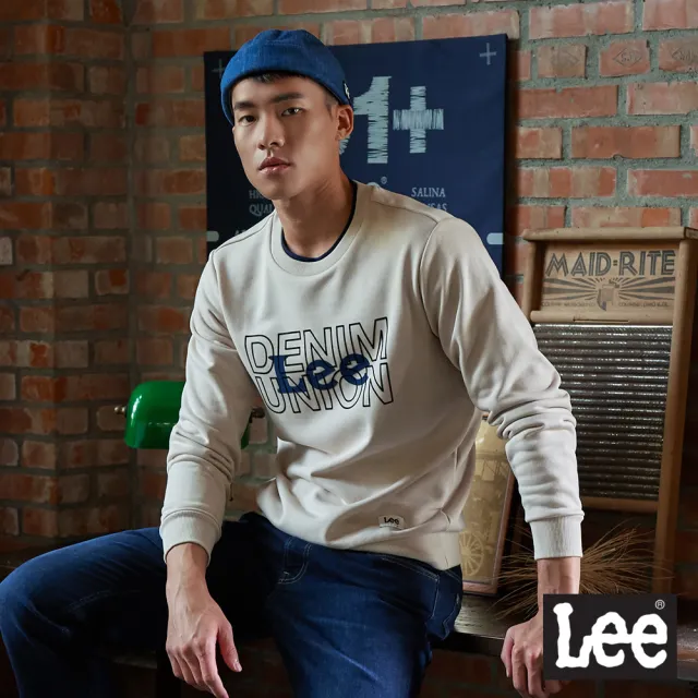 【Lee】男裝 厚T / DENIM UNION 淺卡其 標準版型(LL20029697W)