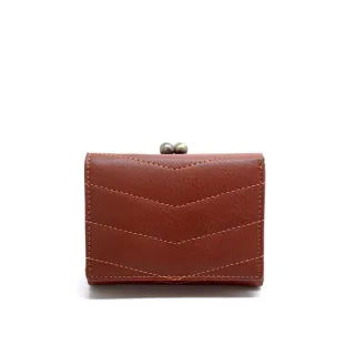 【COWA日本真皮工藝】雙珠扣人字紋短夾(牛革/皮夾/短夾)