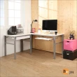 【BuyJM】低甲醛木紋白L型160+80公分附抽屜鍵盤工作桌(電腦桌)
