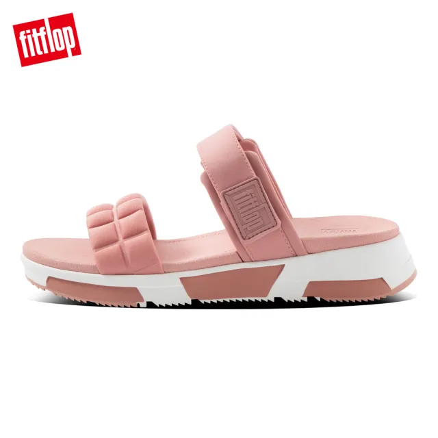 【FitFlop】HAYLIE QUILTED CUBE SLIDES 運動風雙帶涼鞋-女(玫瑰褐)