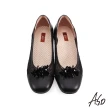 【A.S.O 阿瘦集團】彈麗舒活透膚飾花低跟鞋(黑)