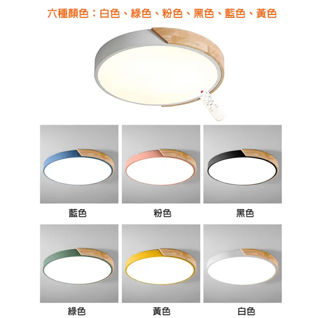 【Honey Comb】北歐原木LED25W調光調色小臥室吸頂燈藍色(V1721C25)