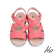 【A.S.O 阿瘦集團】機能休閒 輕穩氣墊鞋壓紋牛皮休閒涼鞋(桃粉紅)