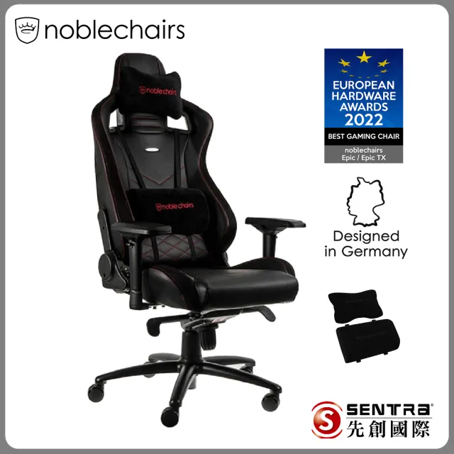 【noblechairs】EPIC PU系列電競椅(黑底紅車線)