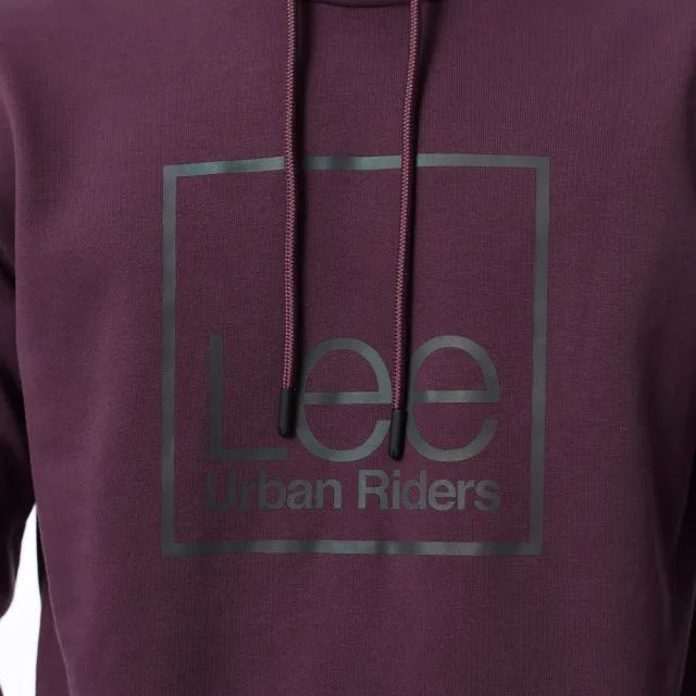 【Lee】男裝 帽T / 方框LOGO 氣質紫 標準版型 / Urban Riders 系列(LL20030381D)