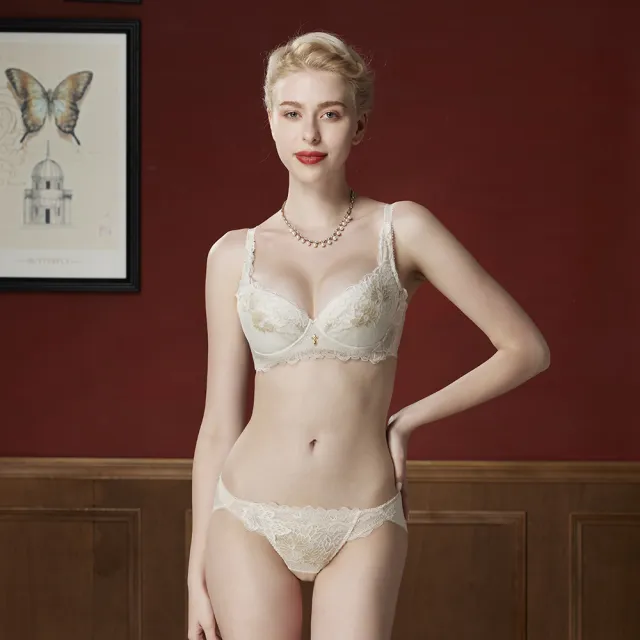 【Swear 思薇爾】金戀花羽系列M-XL蕾絲低腰三角女內褲(玄米色)