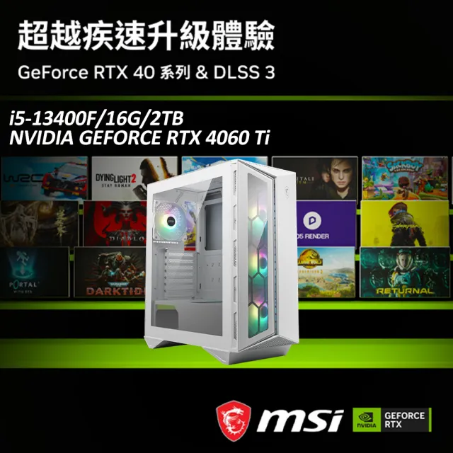 微星平台】i5十核GeForce RTX 4060TI{晨星II}WIFI電競機(I5-13400F