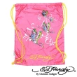 【Ed Hardy】印刷蝴蝶多功能背袋粉色款、收納包(限量出清 數量有限售完為止)