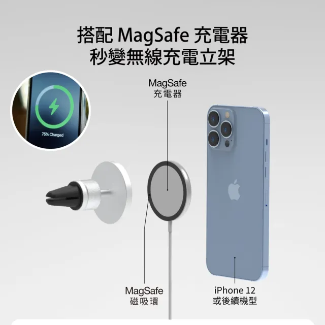 【Just Mobile】AluDisc Go 鋁合金萬向磁吸車架 -支援MagSafe(車用手機架)