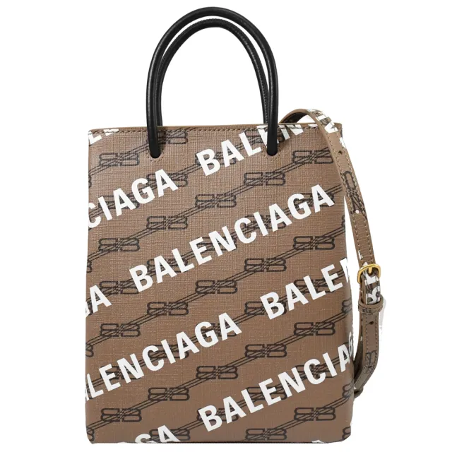 Balenciaga 巴黎世家】新版經典LOGO印花紙袋造型手提袋兩用包(淺棕