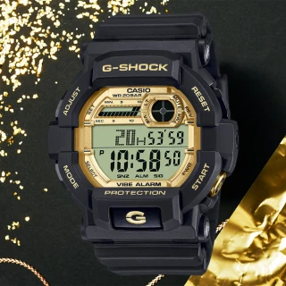 【CASIO 卡西歐】G-SHOCK 黑金配色運動手錶 電子錶(GD-350GB-1)