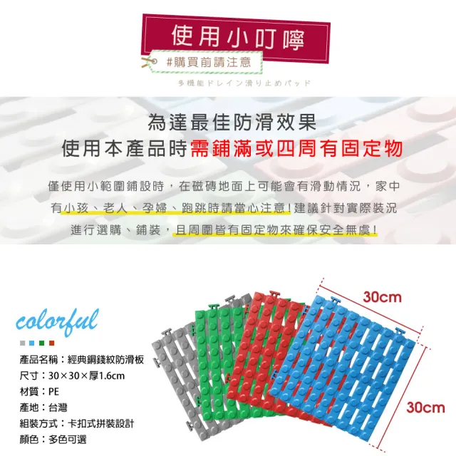 【AD 德瑞森】經典銅錢紋工作棧板/防滑板/止滑板/排水板(40片裝-適用1.1坪)