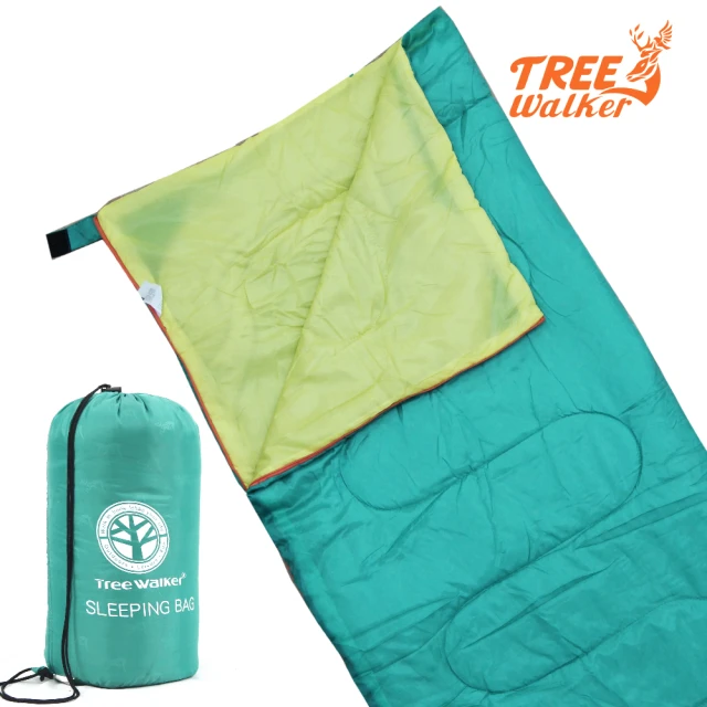 【TreeWalker】輕便纖維睡袋(湖水綠/黃)