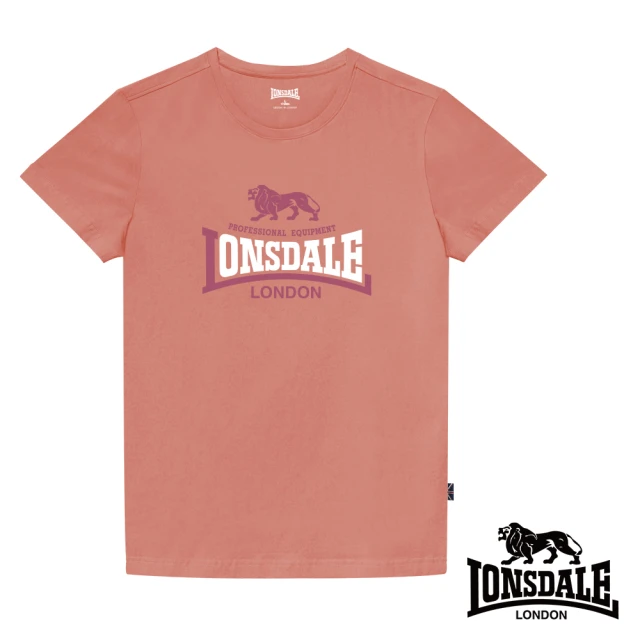 LONSDALE 英國小獅 經典LOGO短袖T恤(粉橘LT001)