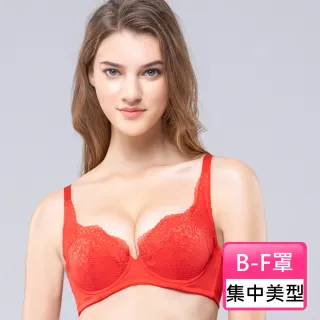 【Swear 思薇爾】臻致心鍊系列B-F罩蕾絲包覆女內衣(罌栗紅)_出清品