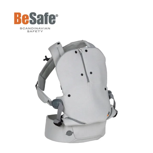 【BeSafe】Haven輕量秒充氣墊腰凳式嬰幼兒揹帶- Leaf薄霧灰