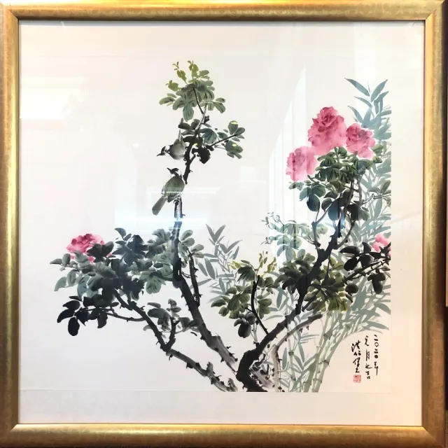 【創藝工坊】庭園情趣-牡丹花(水墨 大尺寸名家水墨 手繪 居家擺設)