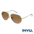 【INVU】瑞士時尚飛行員框偏光太陽眼鏡(銀/咖  T1005B)