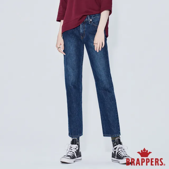 【BRAPPERS】女款 Boy friend系列-中腰全棉八分直筒褲(深藍)