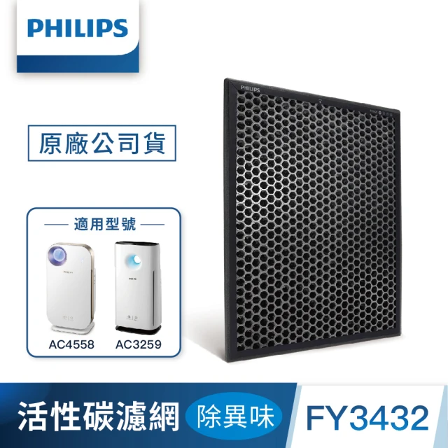 【Philips 飛利浦】活性碳濾網-除異味 -FY3432(適用AC4558/AC3259)