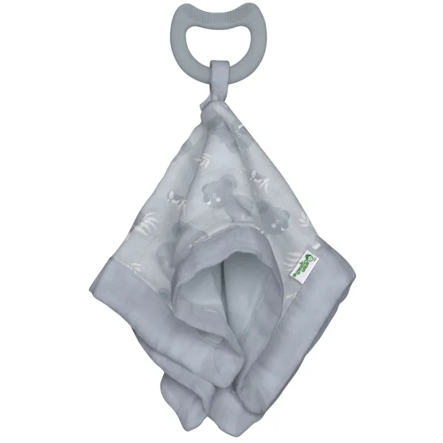 【green sprouts 小綠芽】食品安全等級固齒器與雙層吸水 100%有機棉細紗布之安撫巾(GS385364)