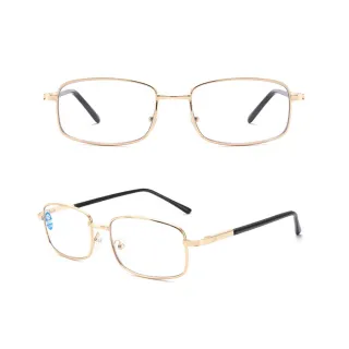 【MEGASOL】抗UV400濾藍光金屬老花眼鏡(經典中性金屬金橢方框-4740)