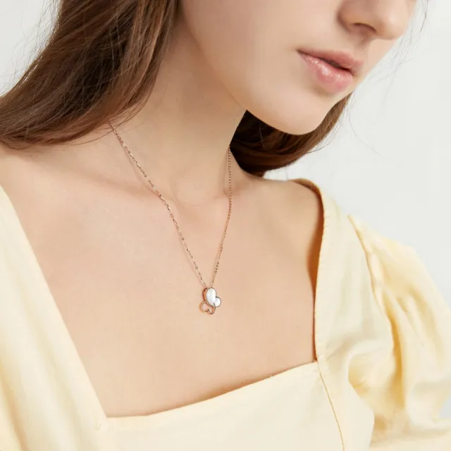 【點睛品】全18K Daily Luxe 鏤空蝶羽 珍珠貝母18K玫瑰金項鍊