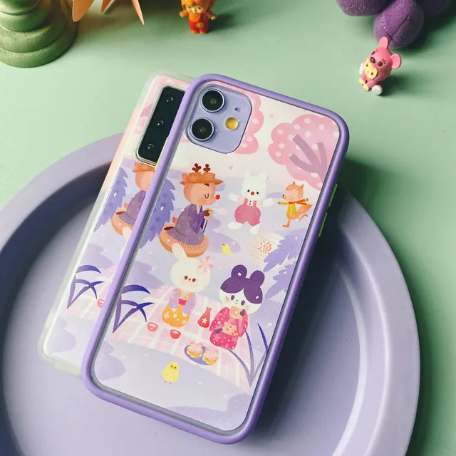 【BOJI 波吉】iPhone 11 Pro Max 手機殼 橘鳥樂隊系列 春日櫻小隊 紫邊框(防摔保護殼)