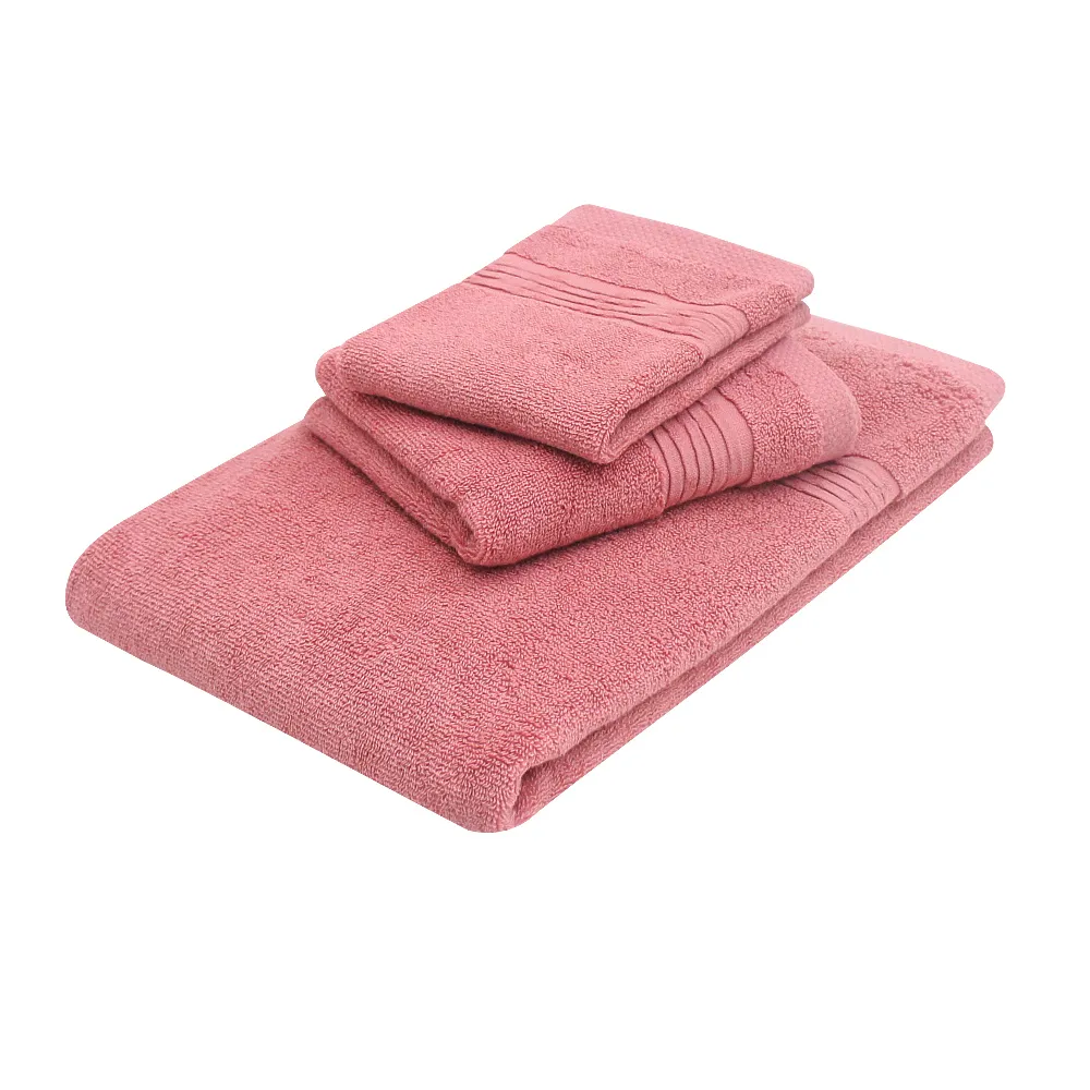 【MORINO】美國棉五星級緞檔方巾毛巾浴巾3入組(豆紅)