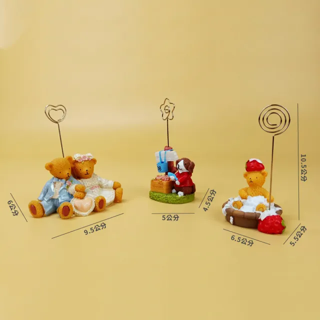 【BonBon naturel】婚禮熊可愛手工便簽夾/3入(名片夾/交換禮物)