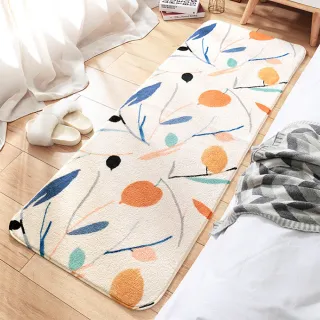 【iSFun】塗鴉風格加長保暖羊羔絨床邊地毯墊(4色可選)