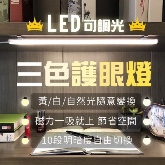 【居然好日子】USB 三色護眼 LED燈條 LED燈管 磁吸燈 長條燈(三色可調)